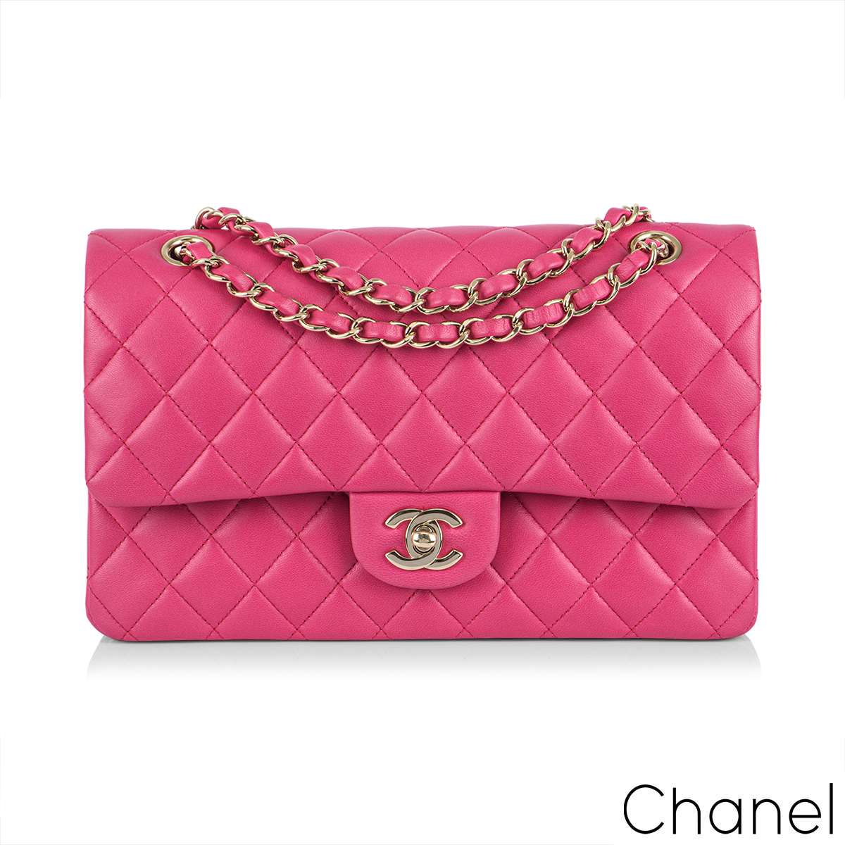 Chanel Timeless Classic Flap Pink Lambskin GHW | Rich Diamonds